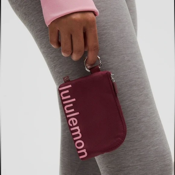 NWT Lululemon Burgundy clip-able Coin Pouch and 3pc hair tie bundle - Picture 3 of 5